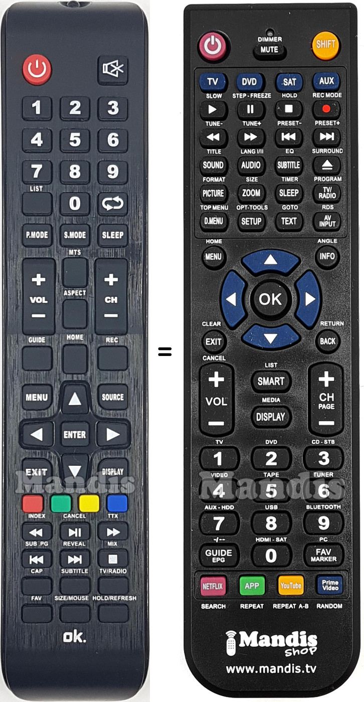 Replacement remote control ESmart ODL50660FP-DAB