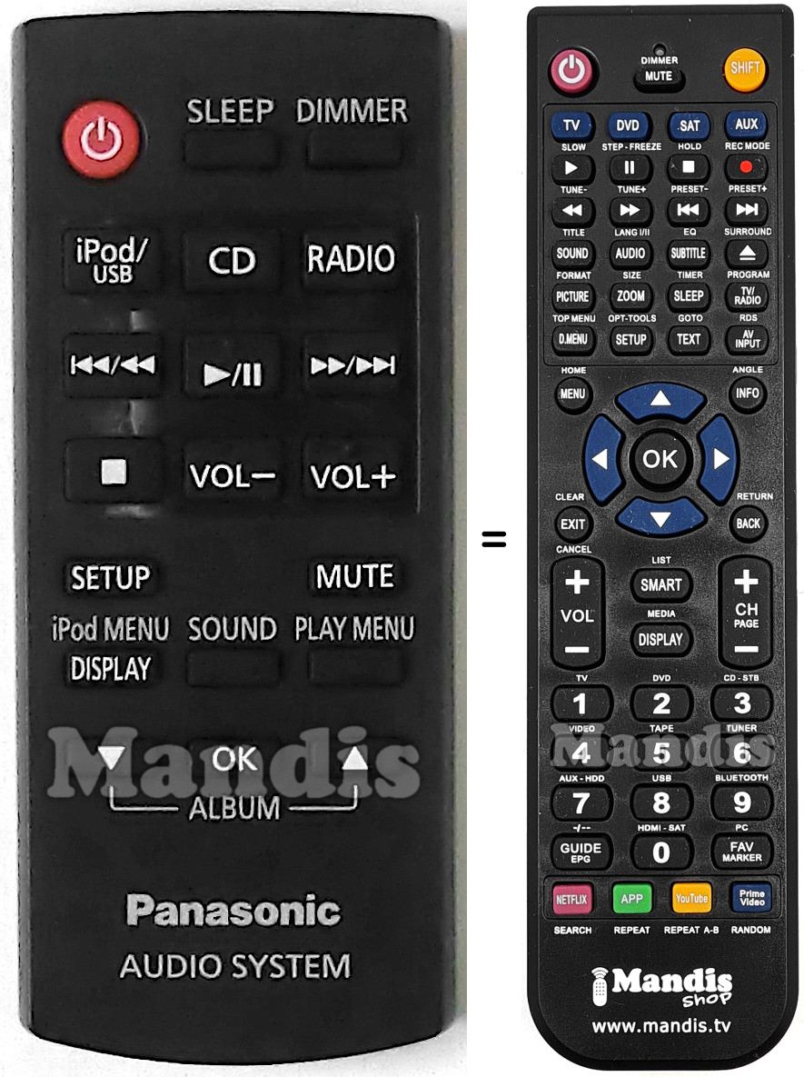 Mando a distancia equivalente Panasonic N2QAYC000079