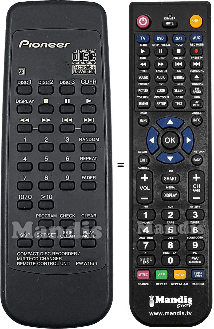 Replacement remote control PWW1164