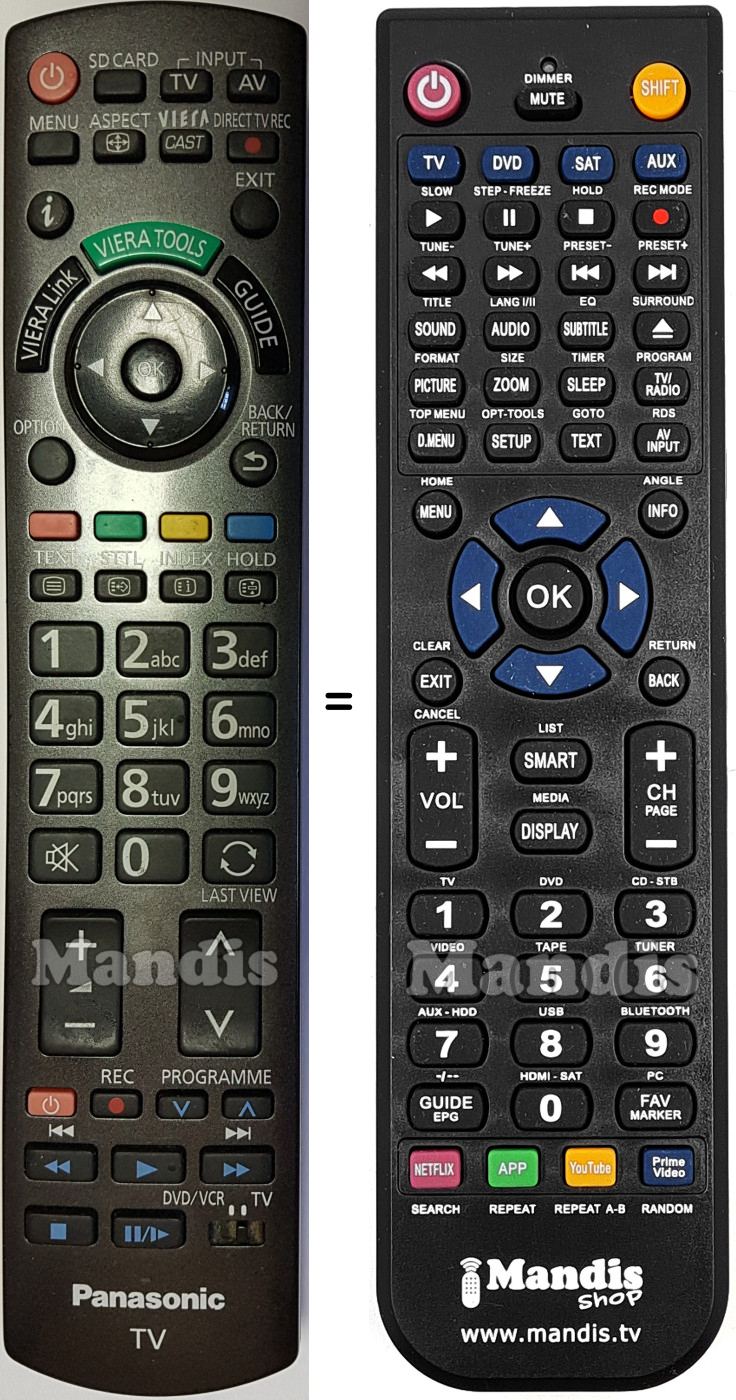 Mando a distancia equivalente Panasonic N2QAYB000490