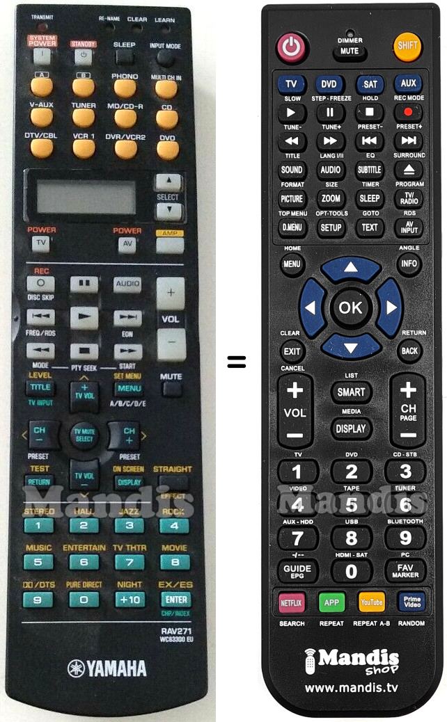 Mando a distancia equivalente Yamaha RAV271