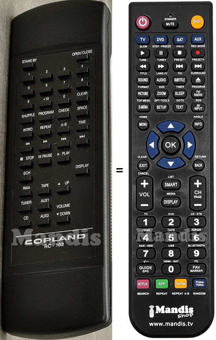 Replacement remote control Copland RC-102-Copland