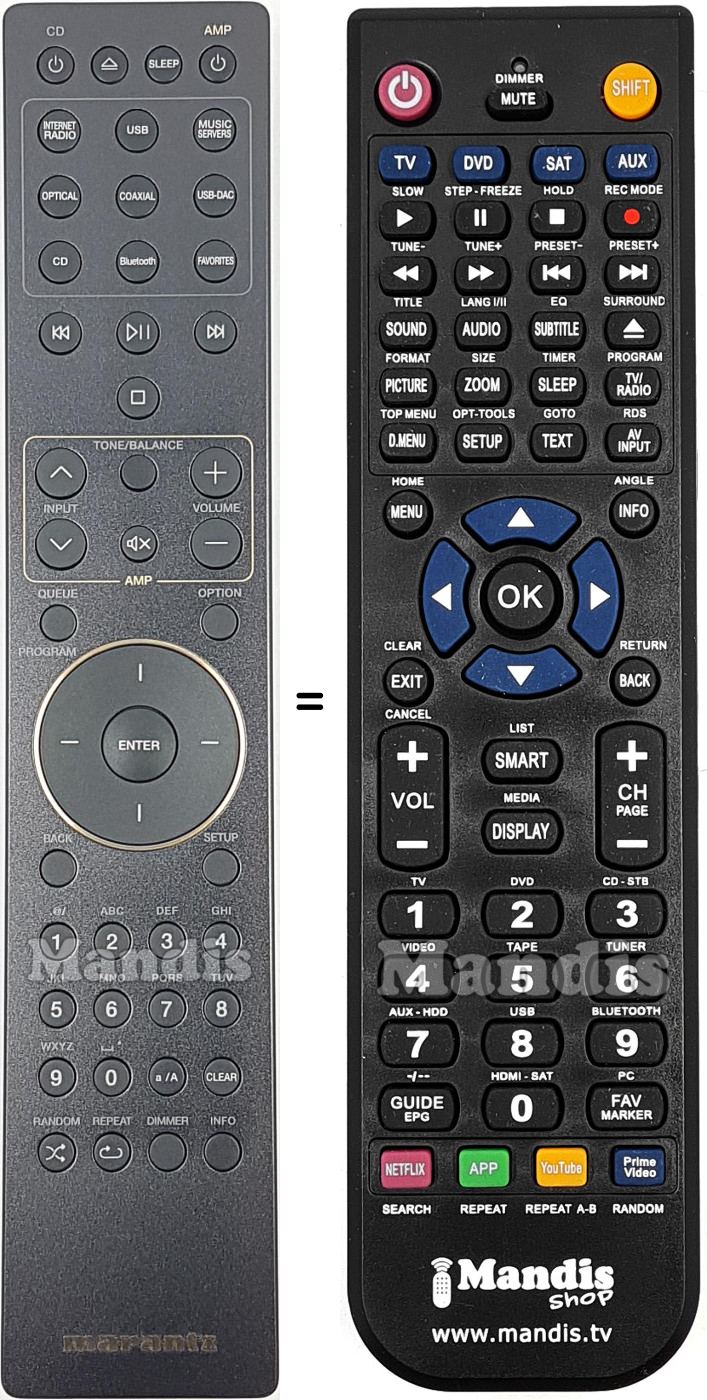Mando a distancia equivalente Marantz RC002PMND