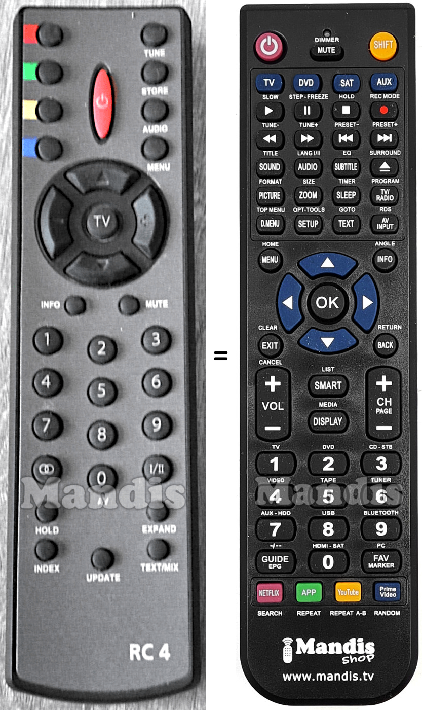 Mando a distancia equivalente Bush-RC4