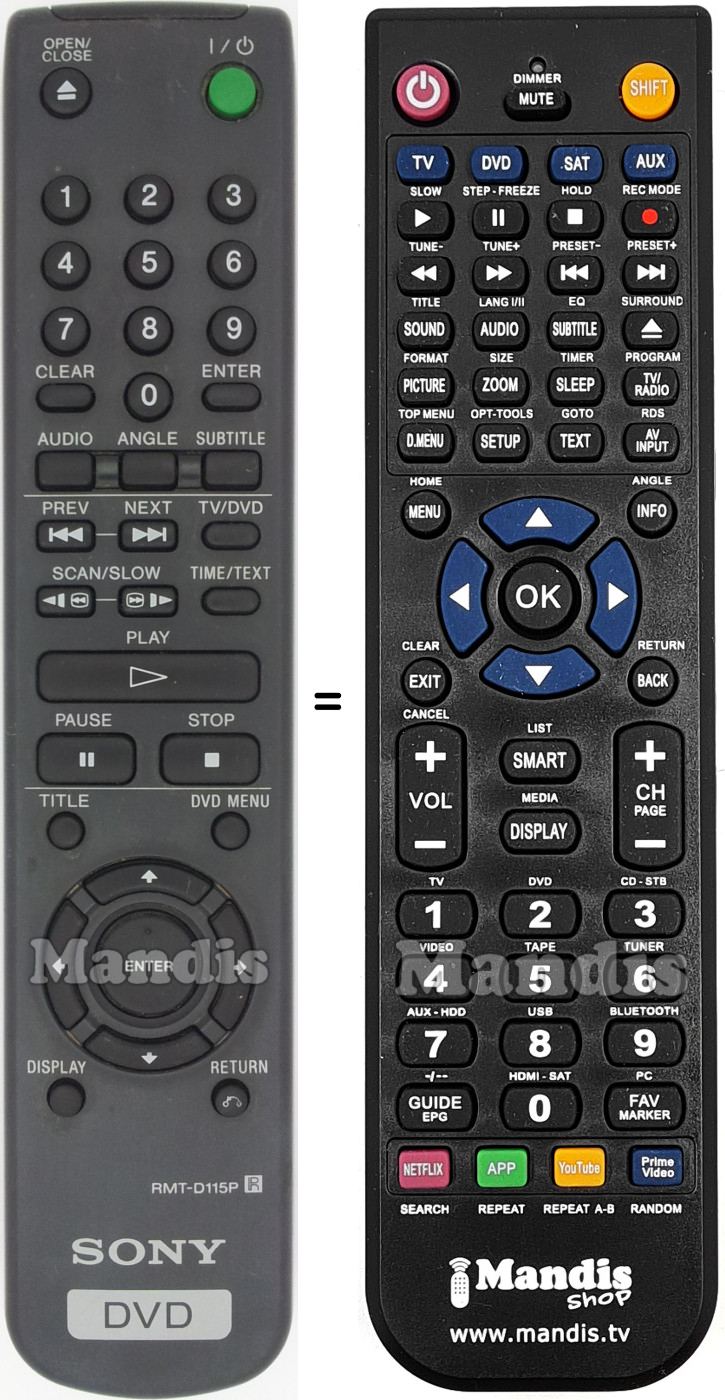 Replacement remote control RMT-D115P