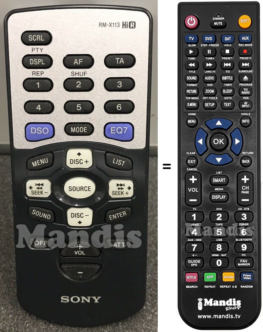 Mando a distancia equivalente RM-X113