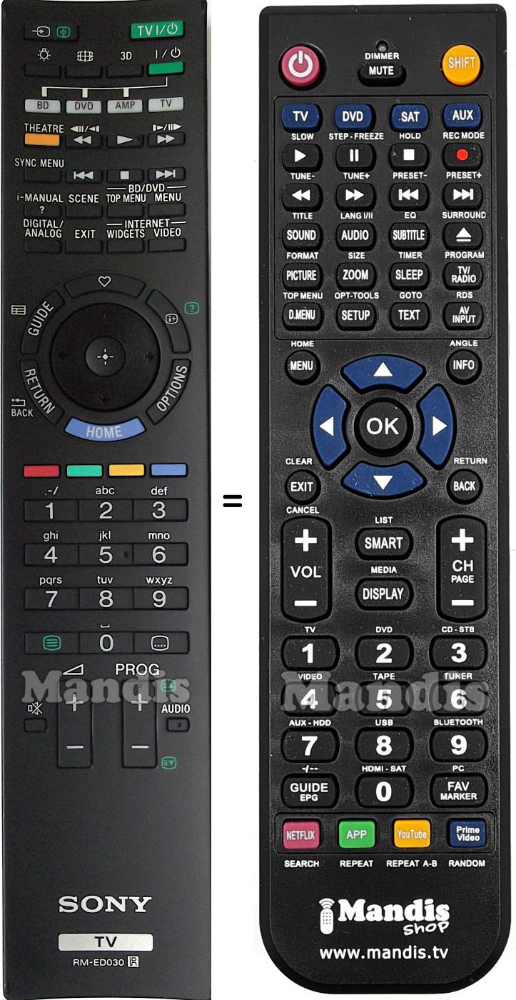 Replacement remote control Sony RM-ED030