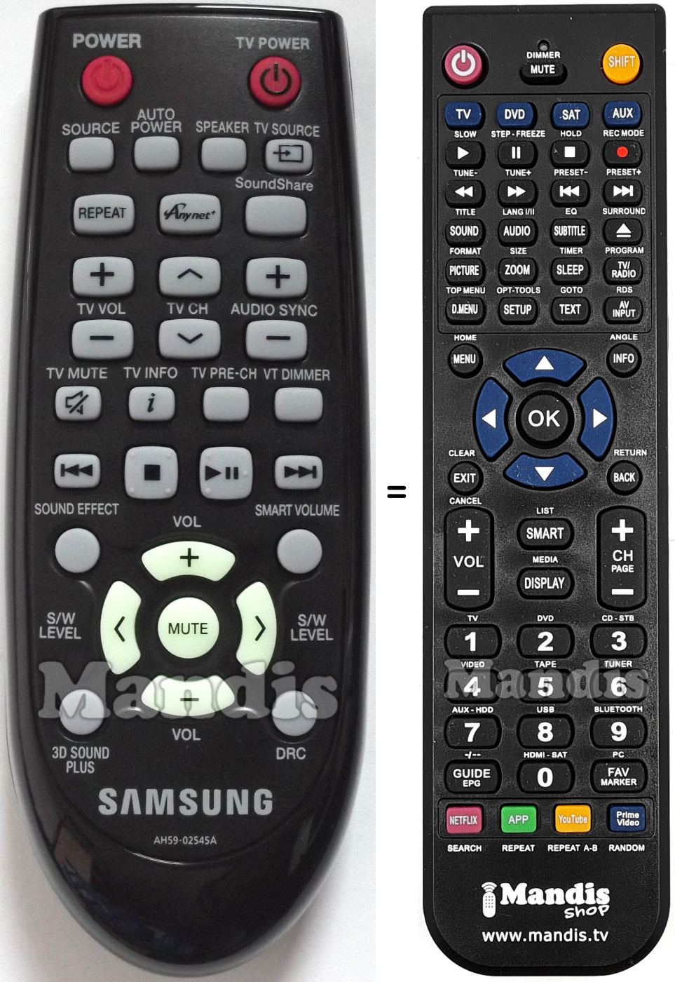 Comandament a distància equivalent Samsung AH59-02545A