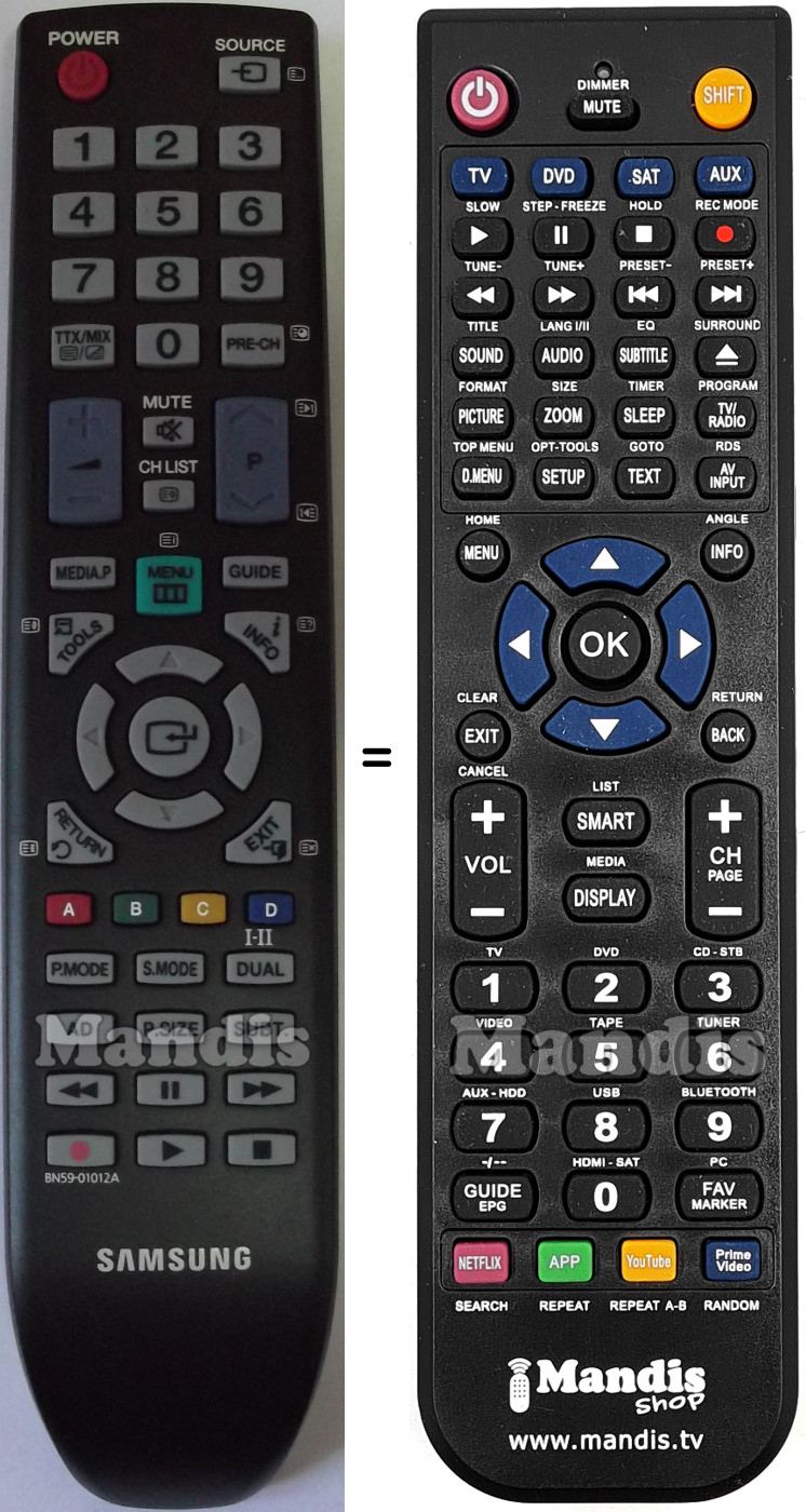 Replacement remote control Samsung BN59-01012A