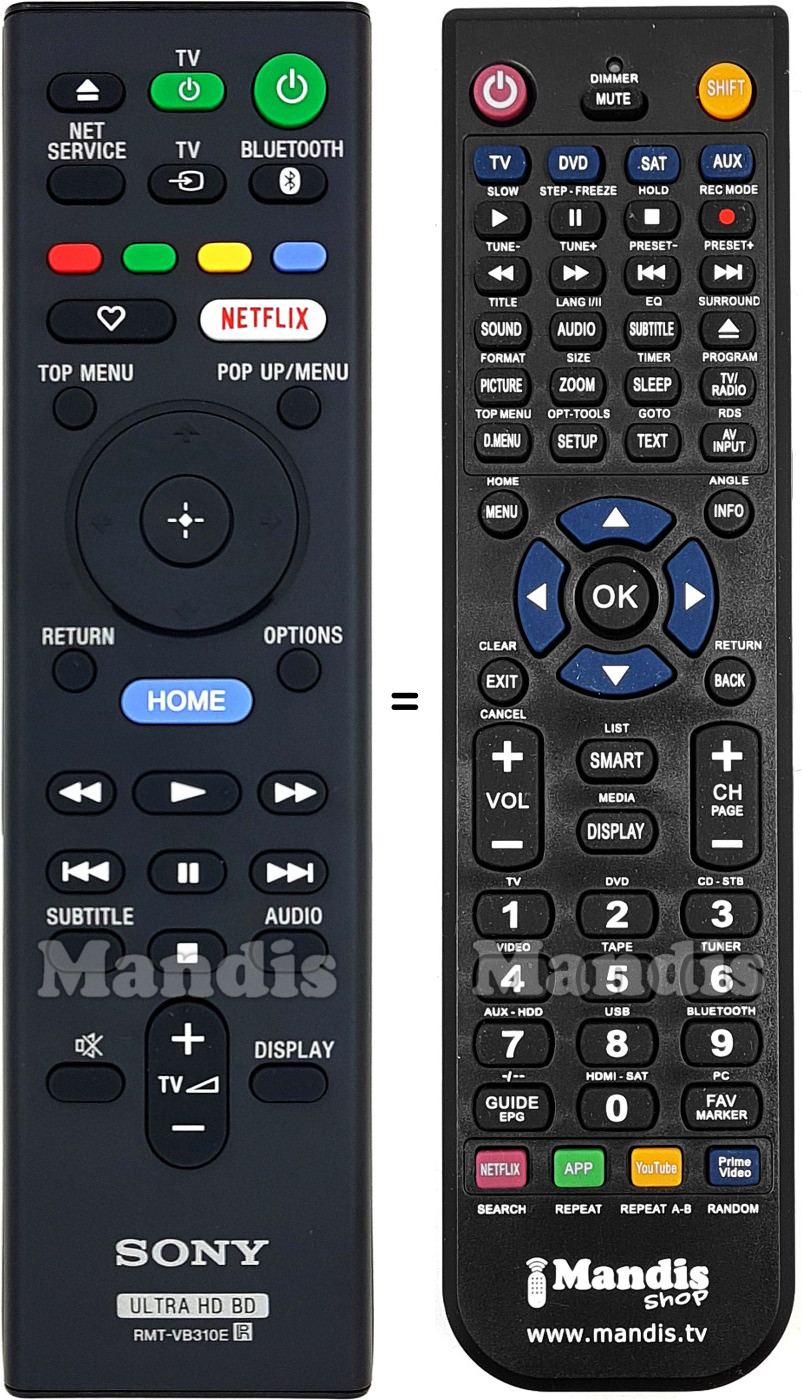 Replacement remote control Sony RMT-VB 310 E