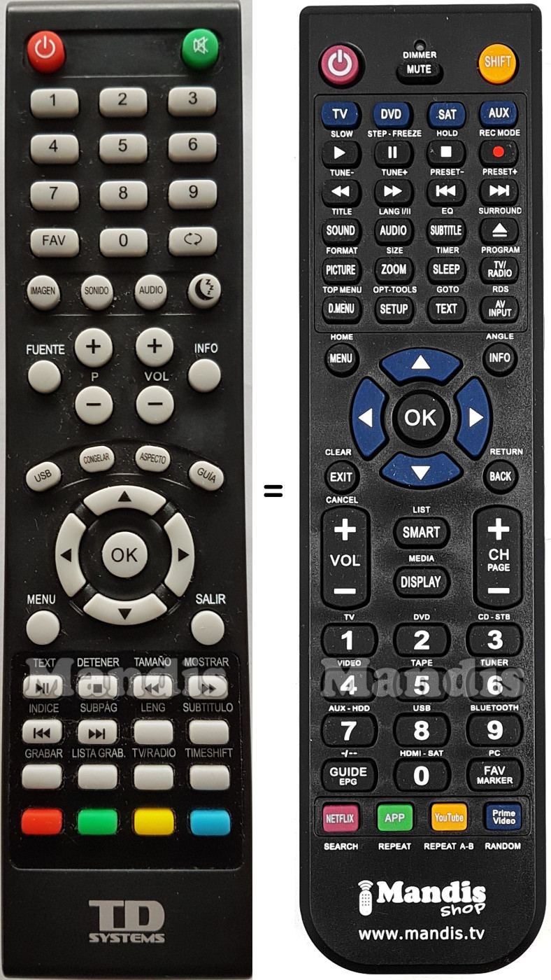 Mando a distancia equivalente TD Systems K48DLS6F