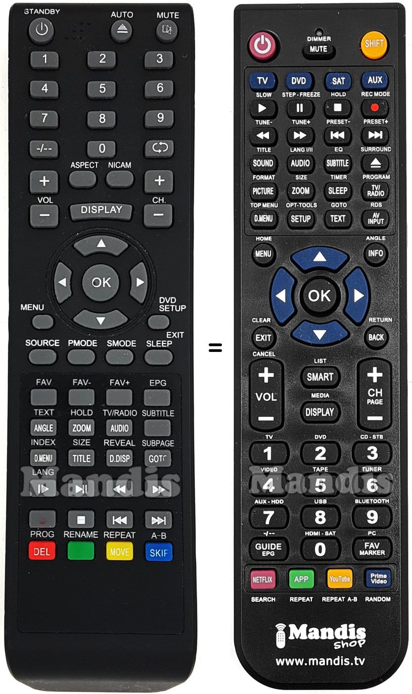 Replacement remote control TV150-2