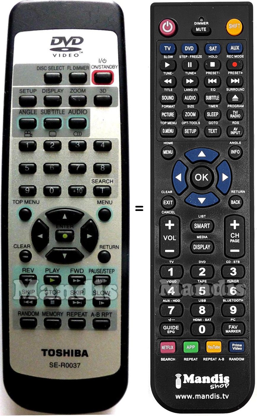 Replacement remote control Toshiba SE-R0037