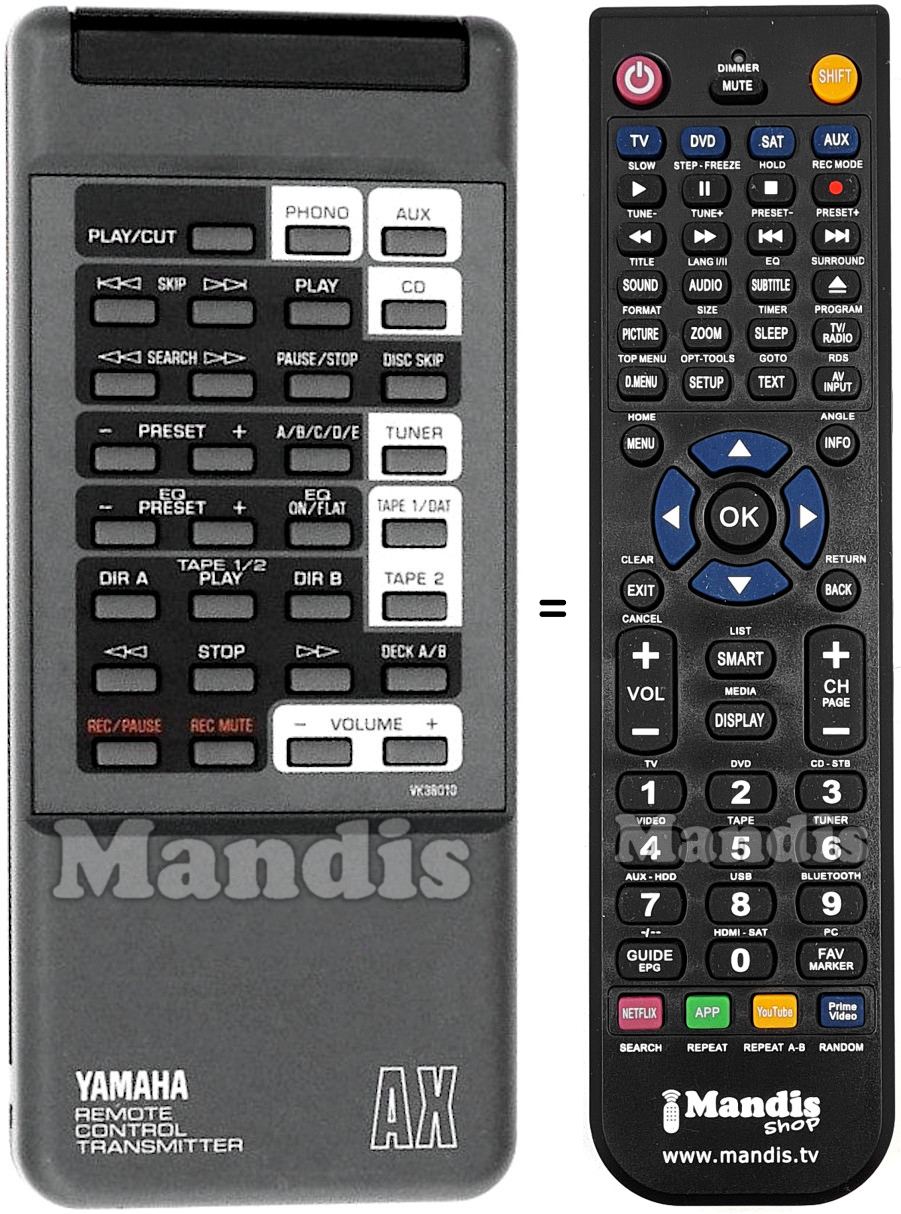 Replacement remote control Yamaha VK380100