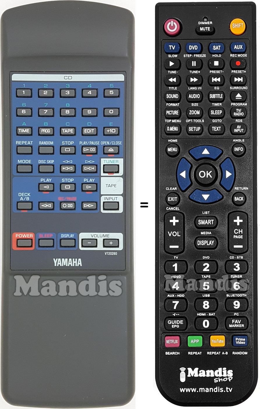 Replacement remote control Yamaha VT202800
