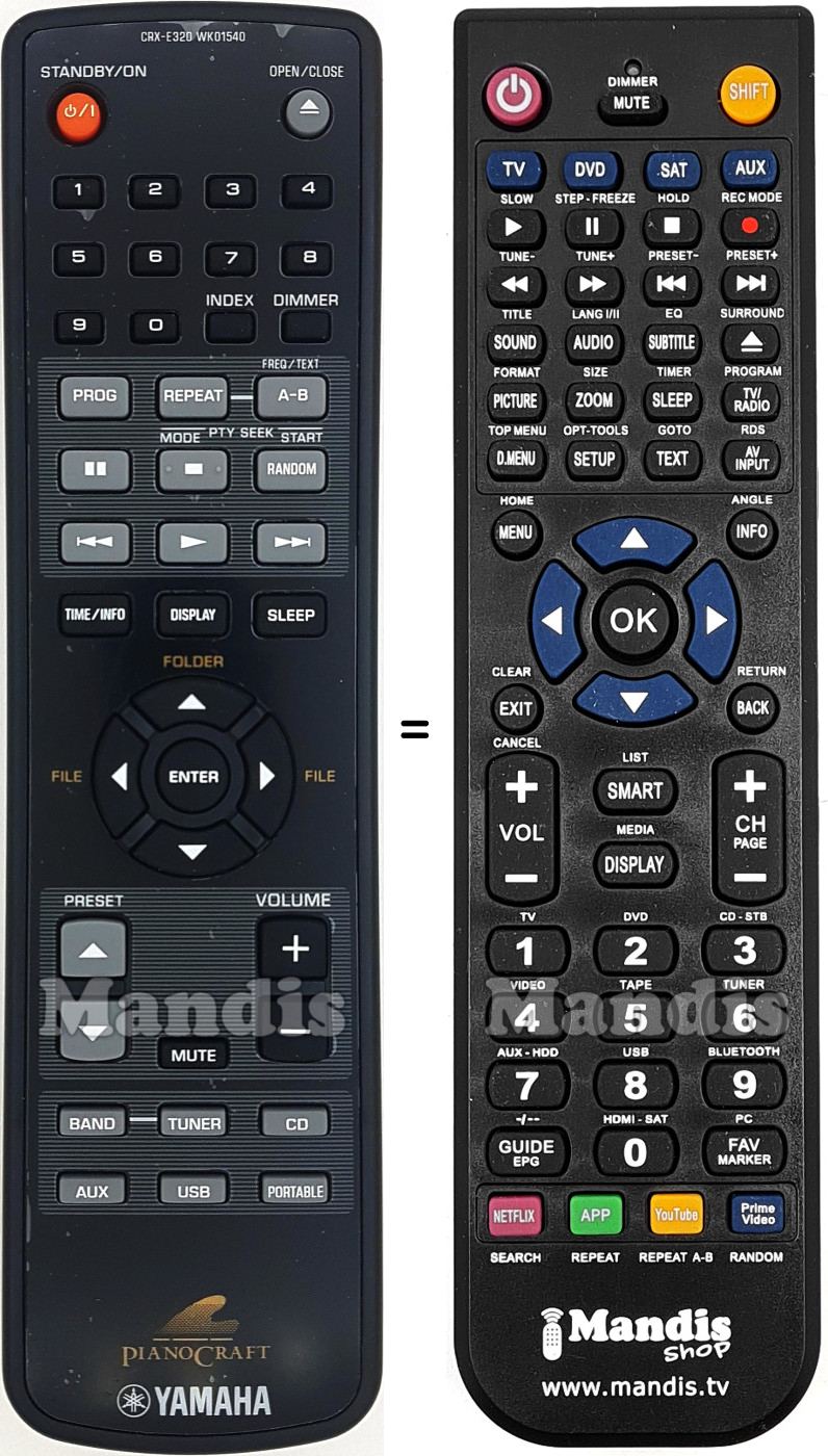 Mando a distancia equivalente Yamaha CRX-E320