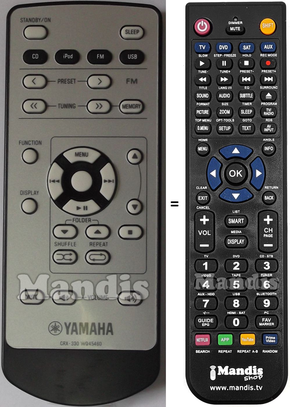 Mando a distancia equivalente Yamaha CRX-330