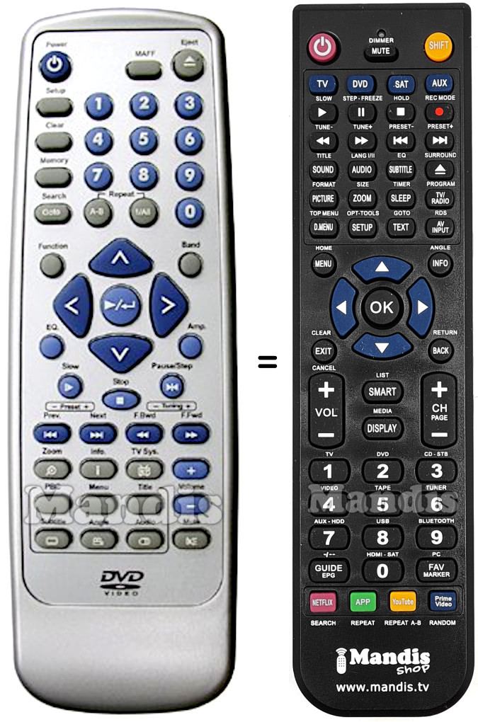 Mando a distancia equivalente MUSTEK REMCON1246