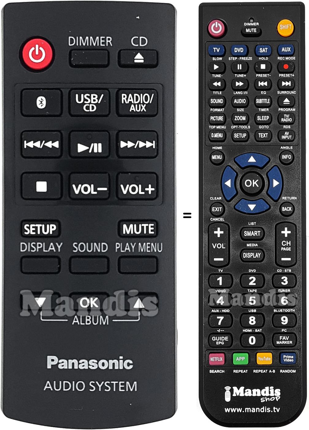 Mando a distancia equivalente Panasonic N2QAYB001093
