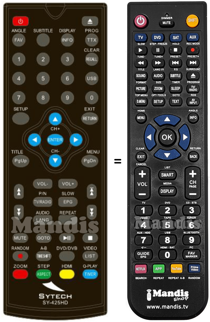 Mando a distancia equivalente SYTECH SY-425HD