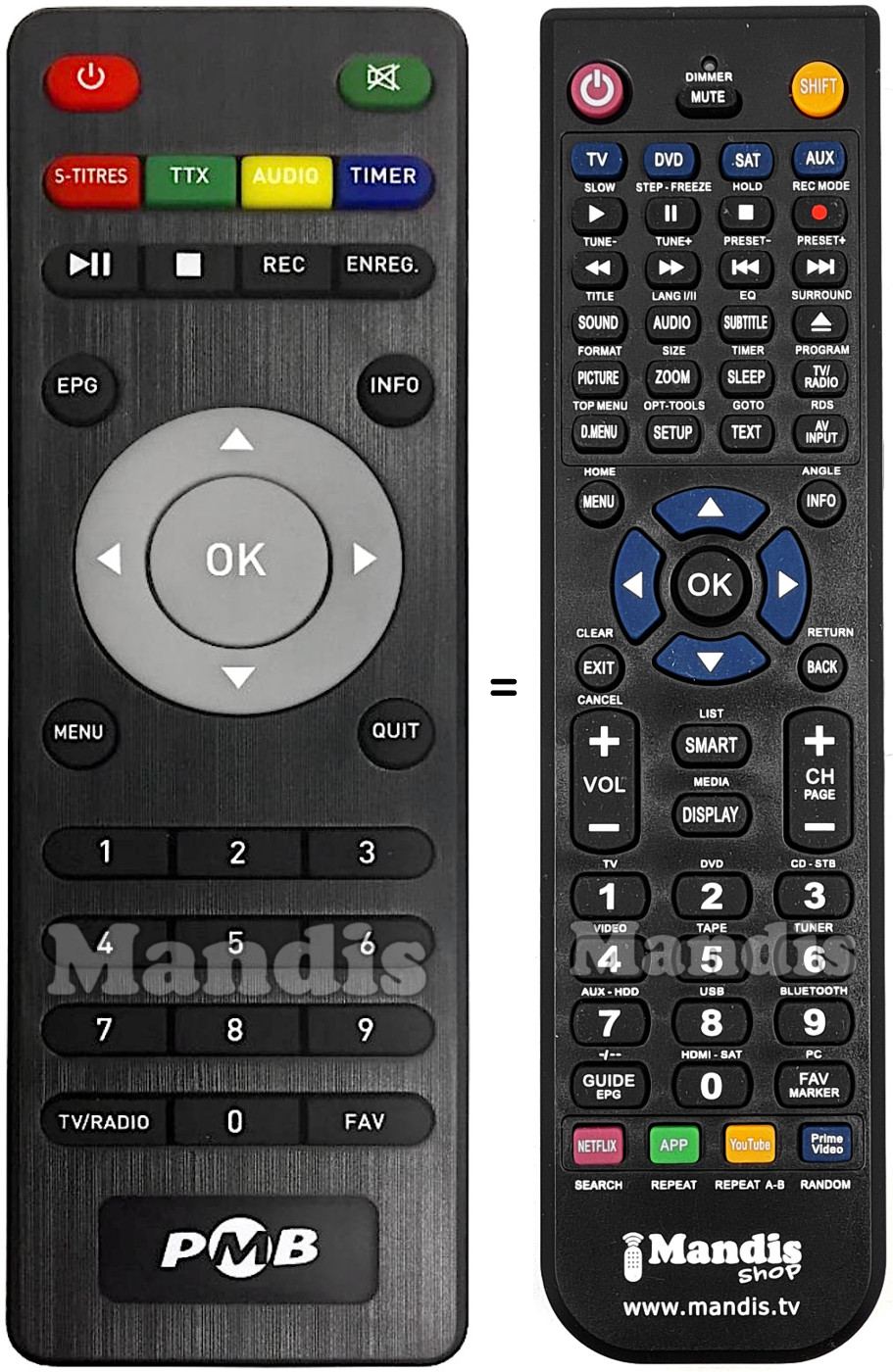 Replacement remote control Pmb TNT5010HD