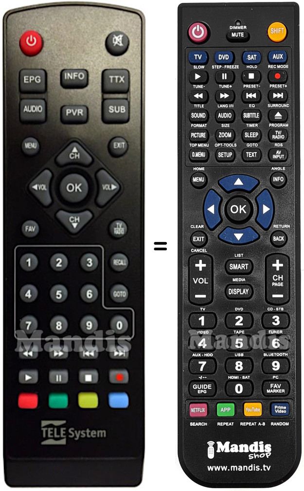 Mando a distancia equivalente Telesystem TS6515HD