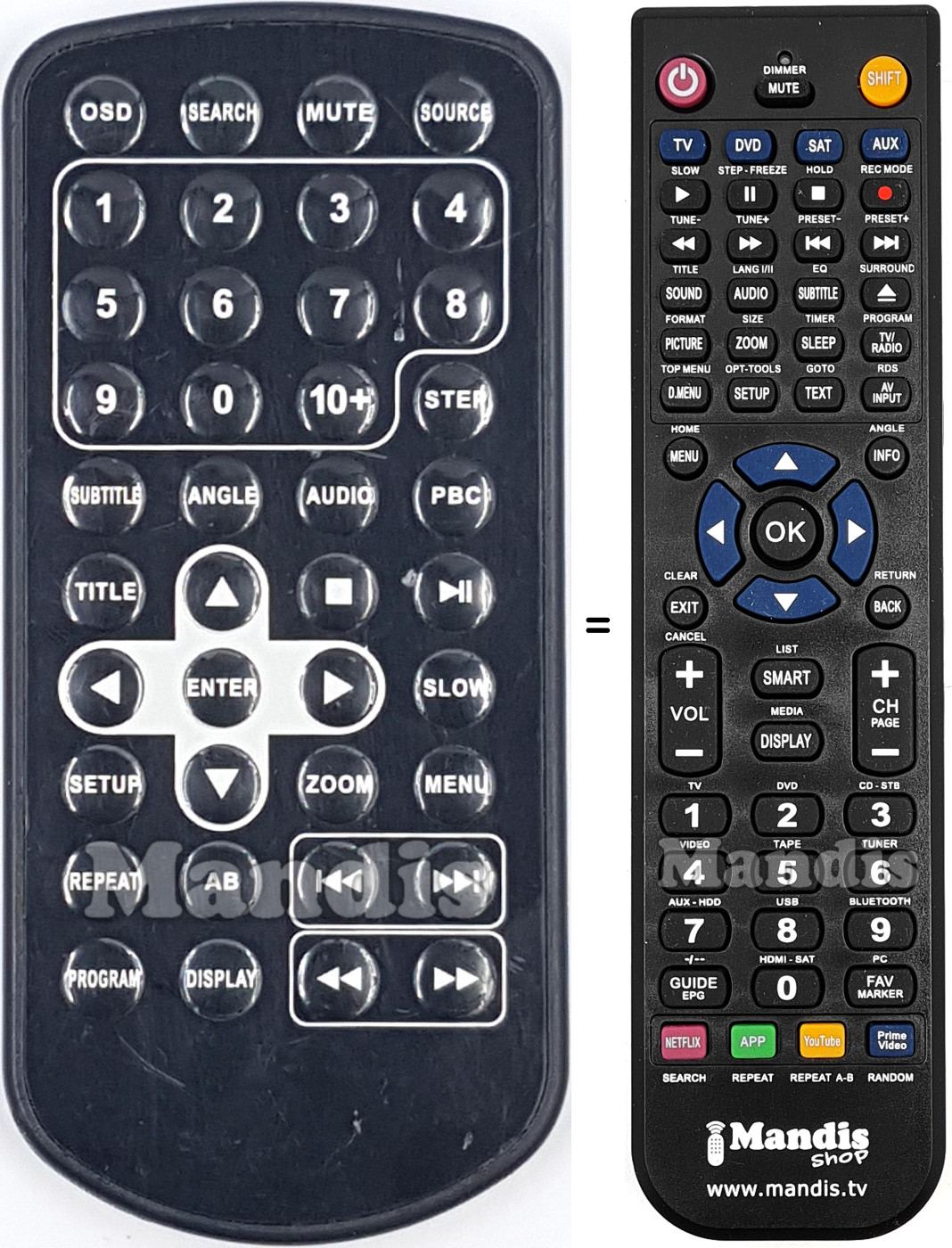 Replacement remote control VM-HD207BK