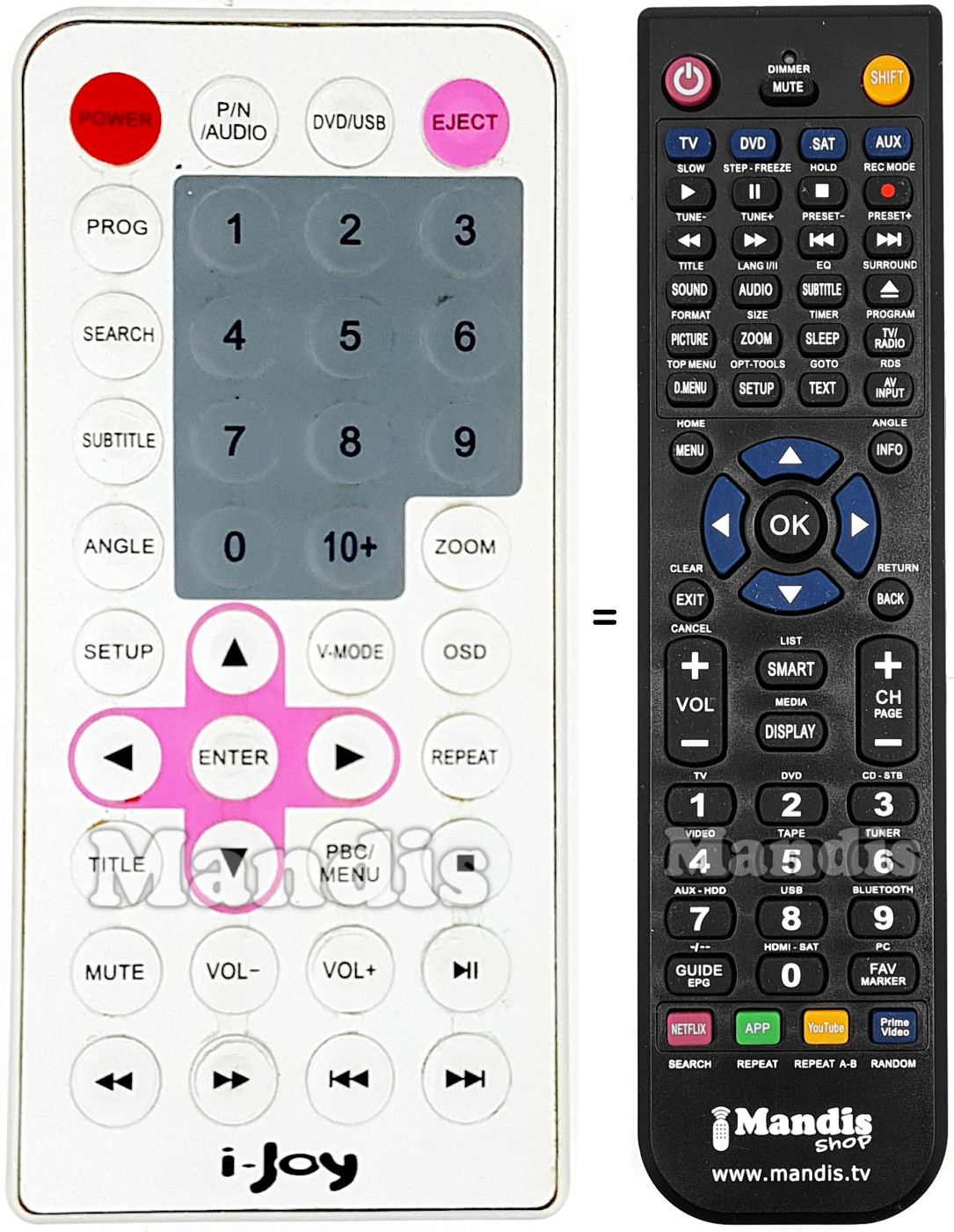 Replacement remote control i-Vision DVD 1005