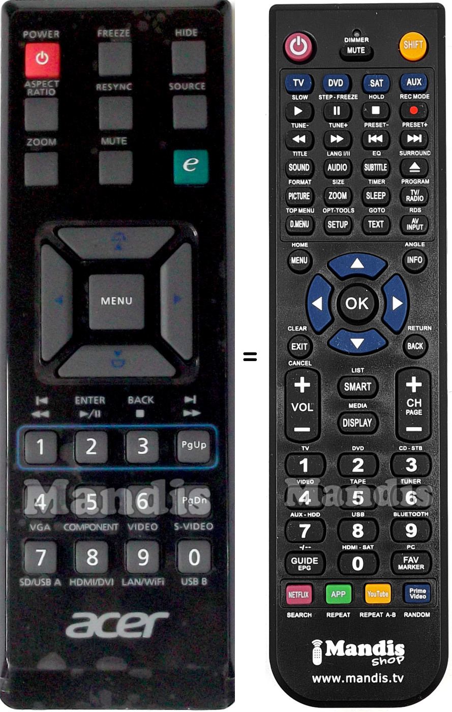 Replacement remote control Acer X114