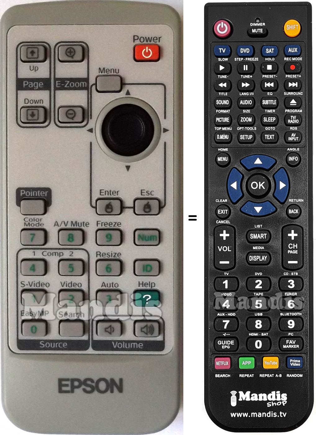 Replacement remote control Epson 1452589
