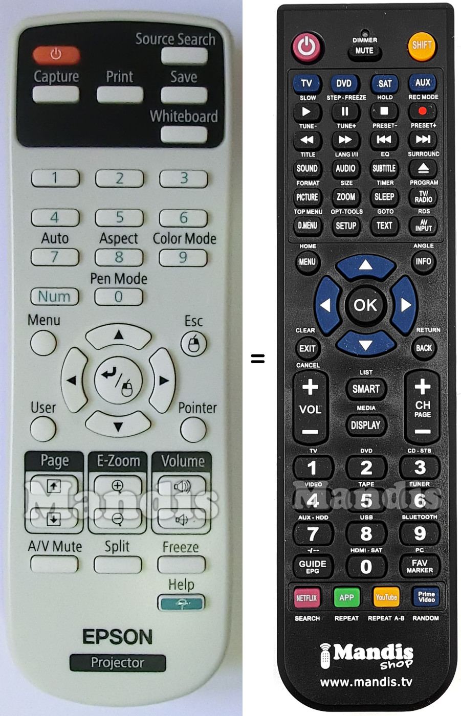 Replacement remote control Epson 1582270