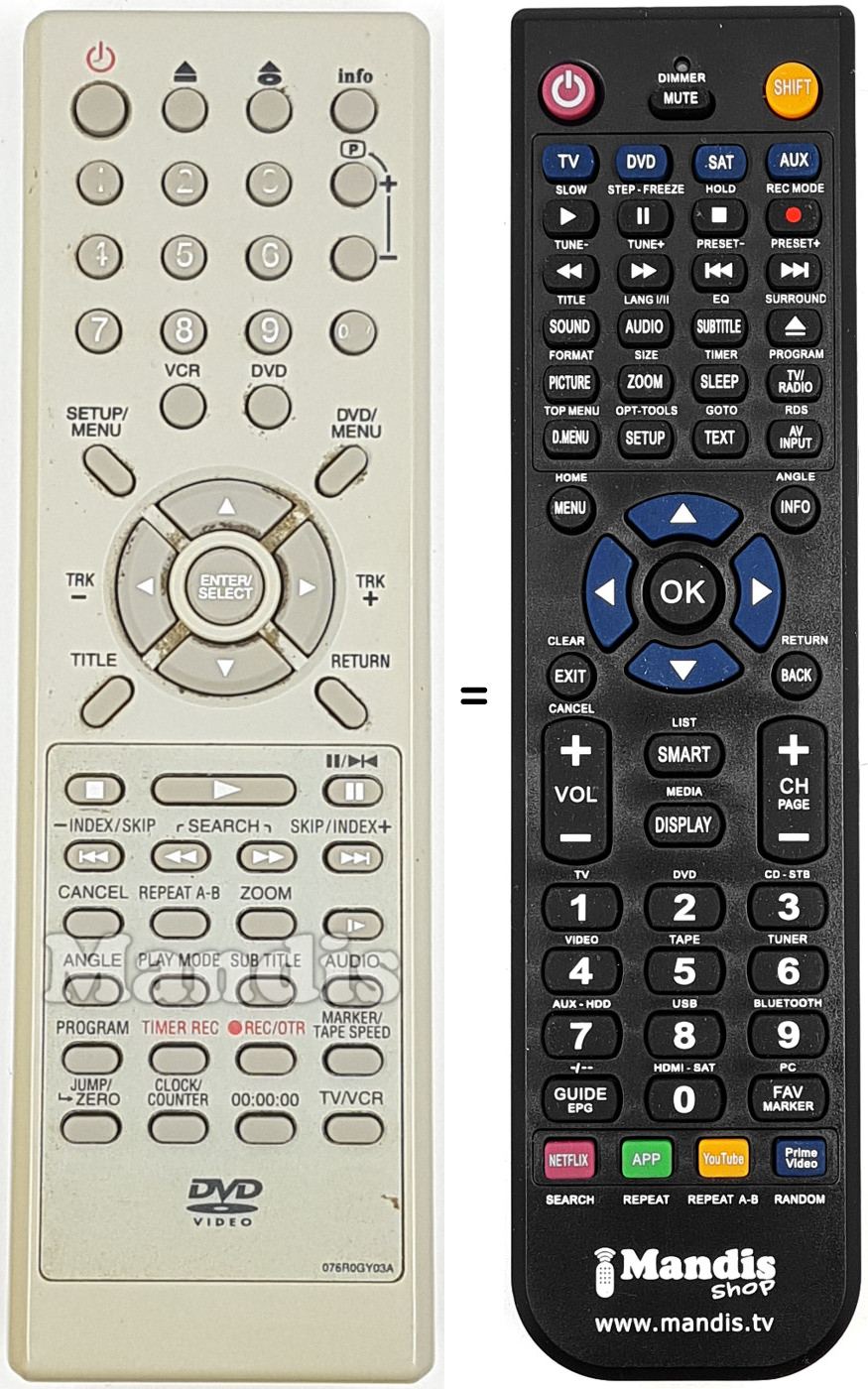 Mando a distancia equivalente NordMende 076R0GY03A