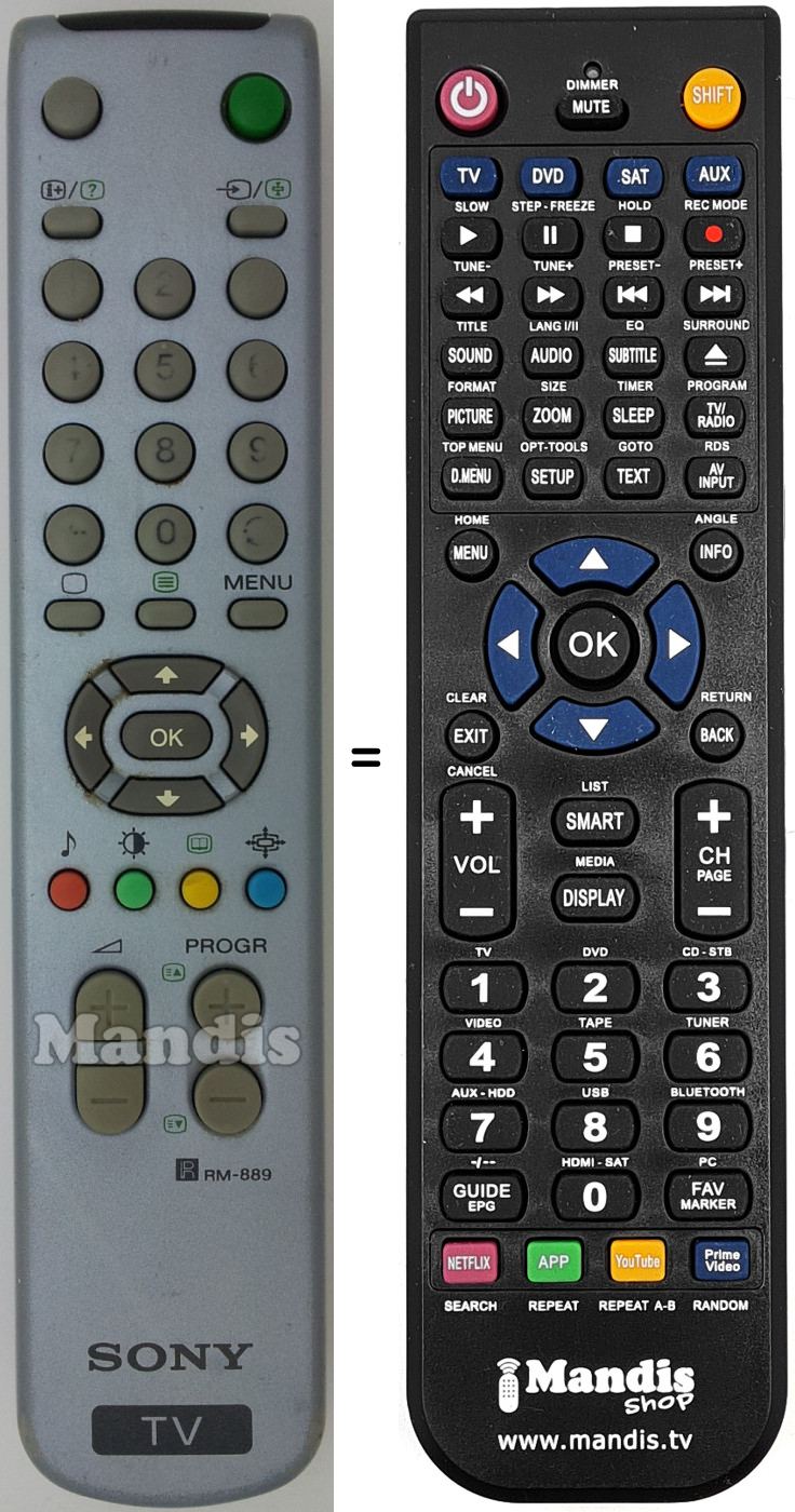 Mando a distancia equivalente RM-889