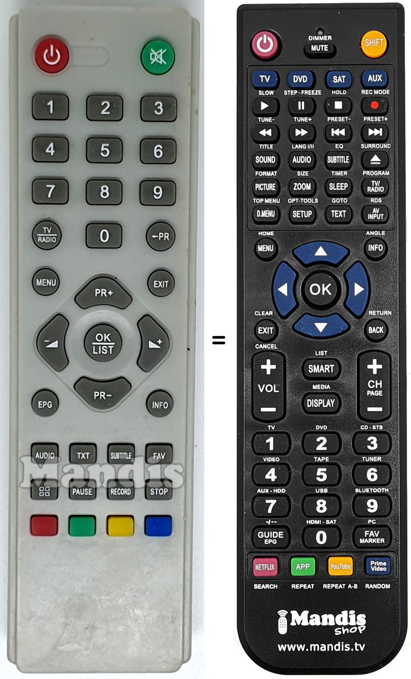 Mando a distancia equivalente DIUNAMAI REMCON719