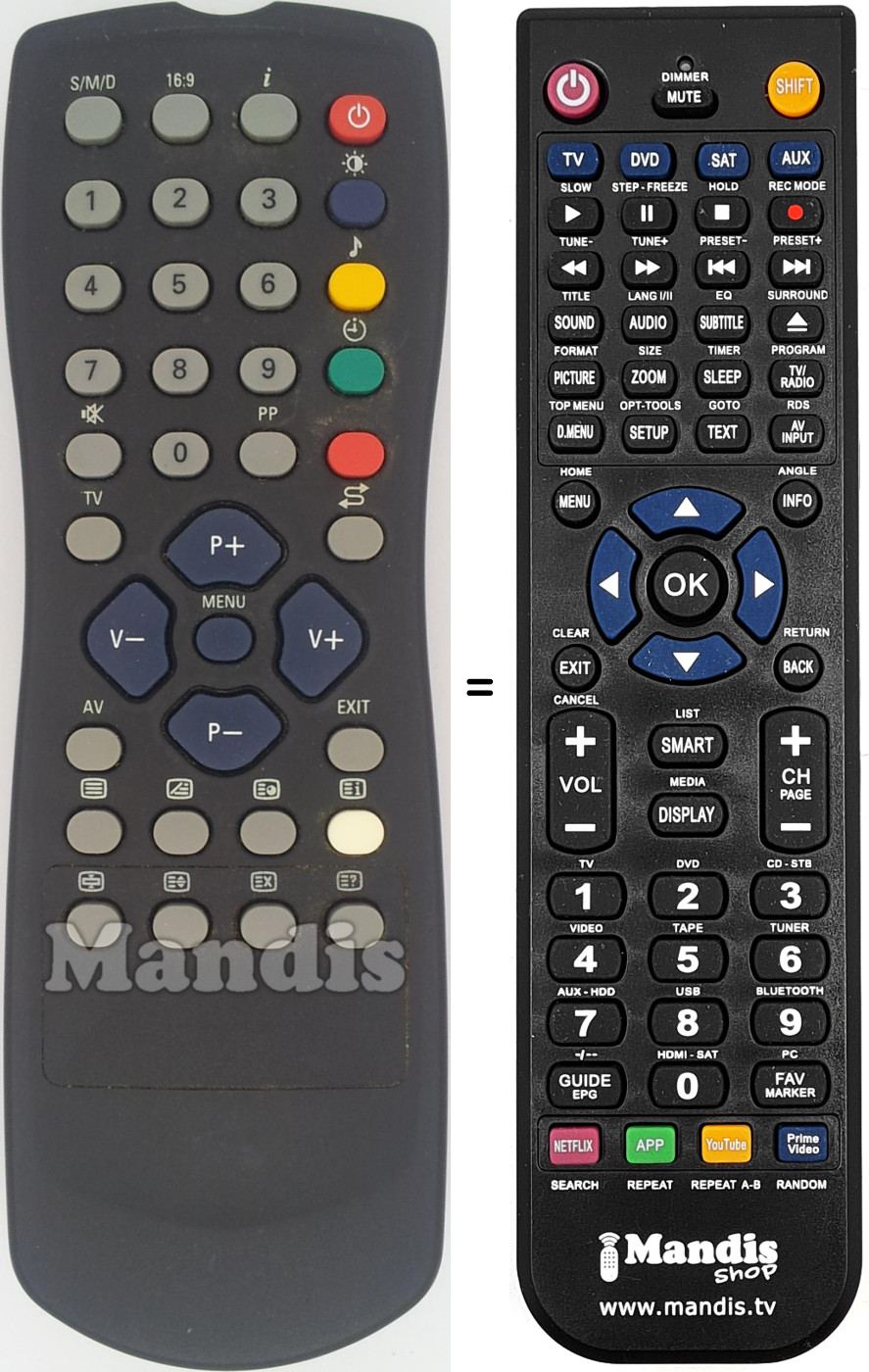 Mando a distancia equivalente Sanitron RC1123702-00