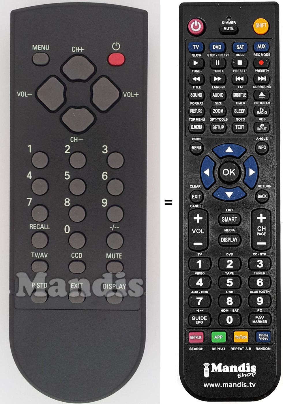 Mando a distancia equivalente Haier RC054700