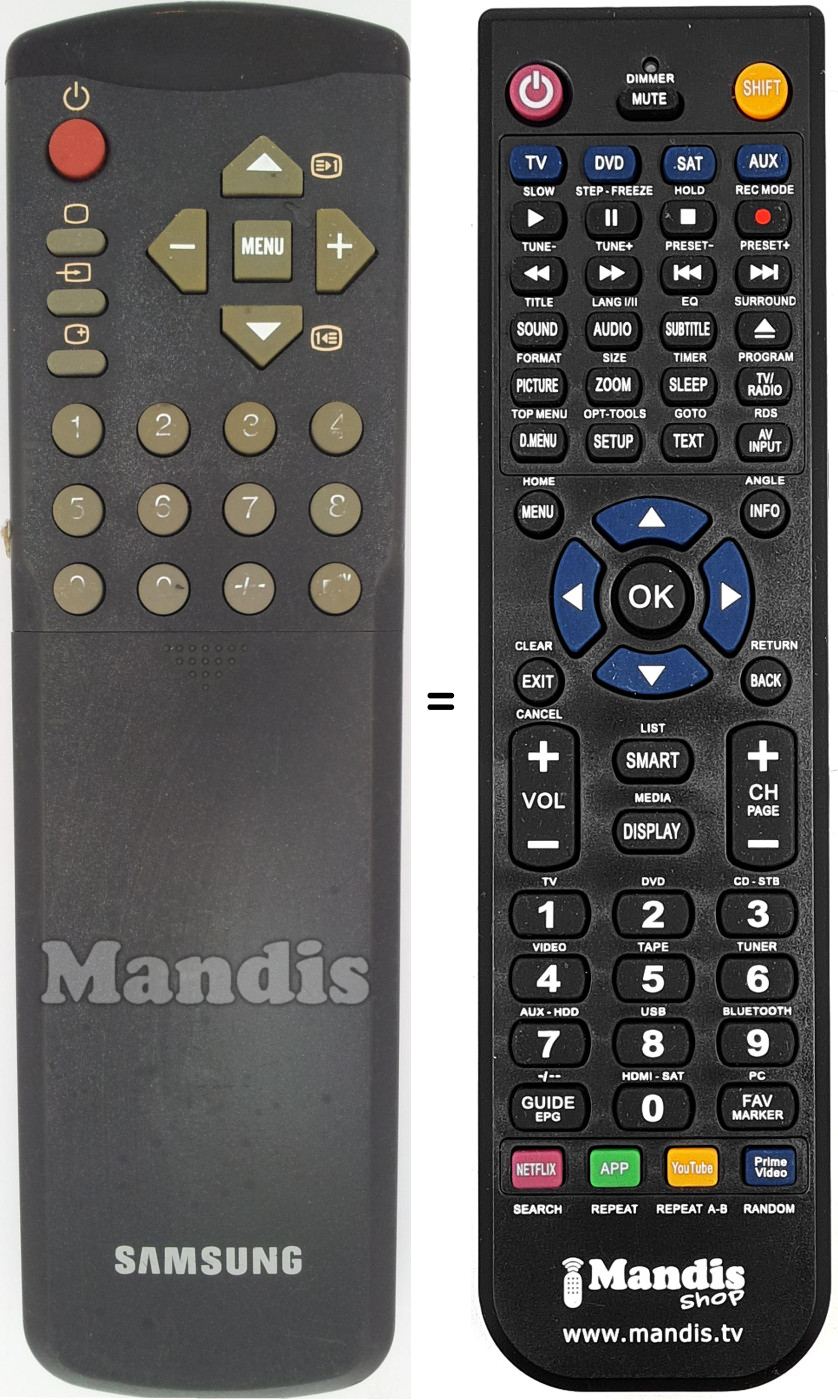 Mando a distancia equivalente Samsung 3F14-00037-041