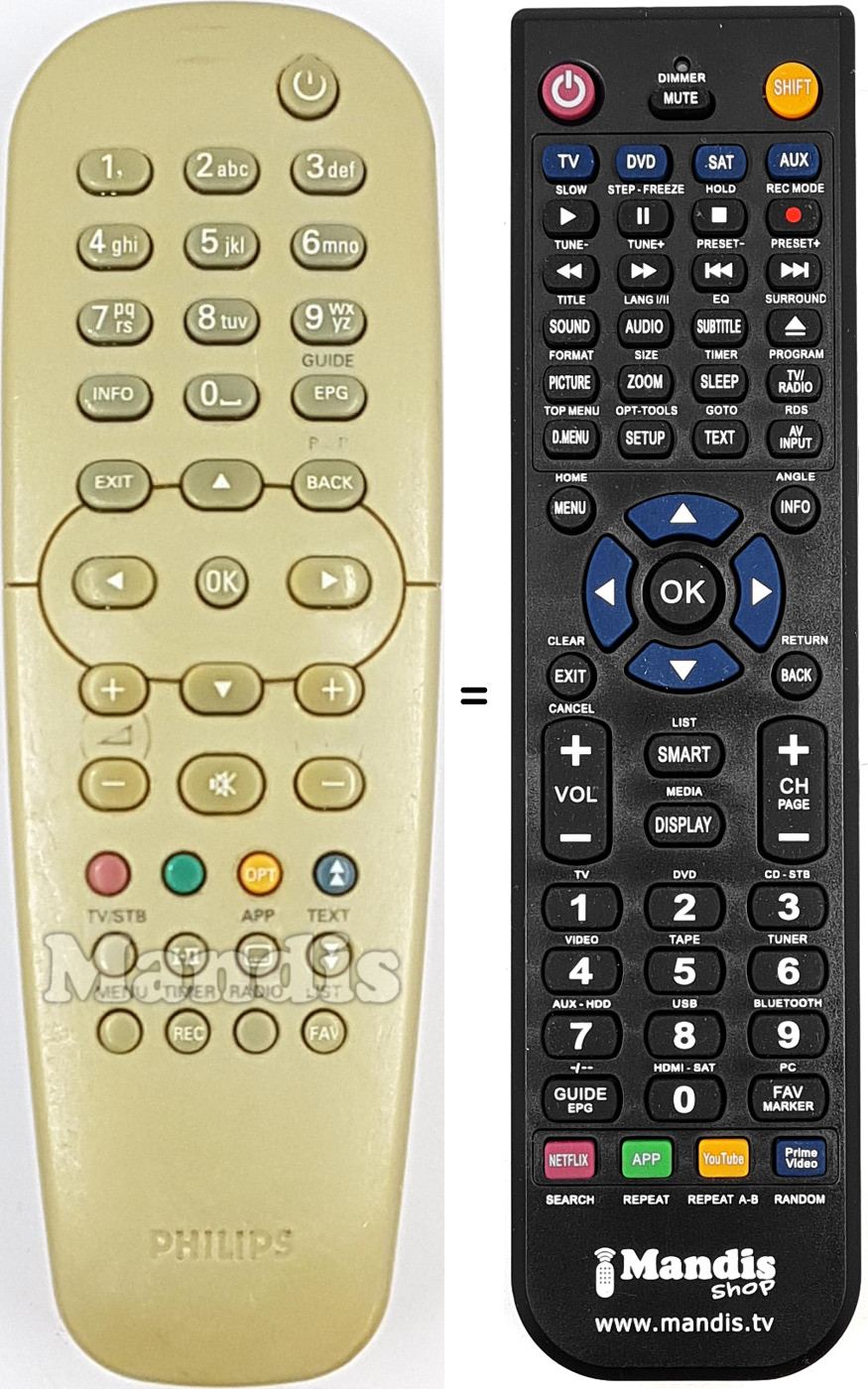 Mando a distancia equivalente Philips 482221830617