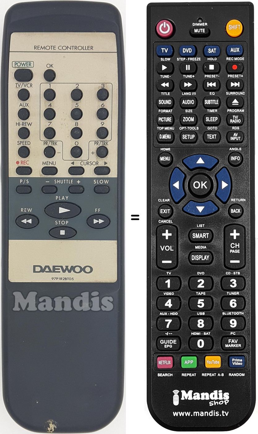 Mando a distancia equivalente 97P1R2BT05