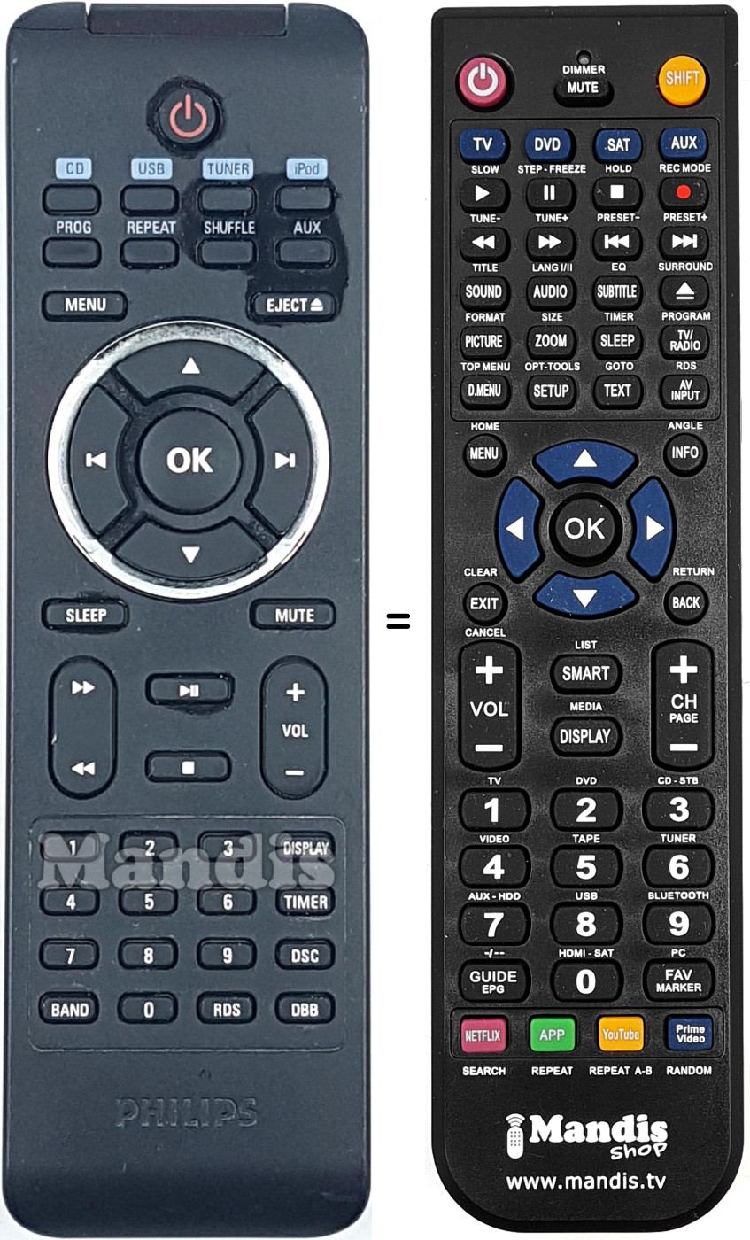 Mando a distancia equivalente Philips 996510029696