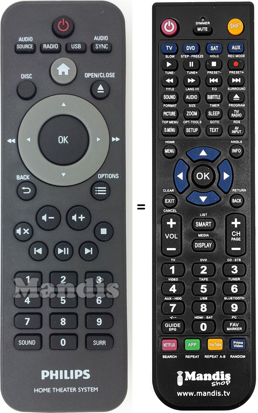 Mando a distancia equivalente Philips 996580009131