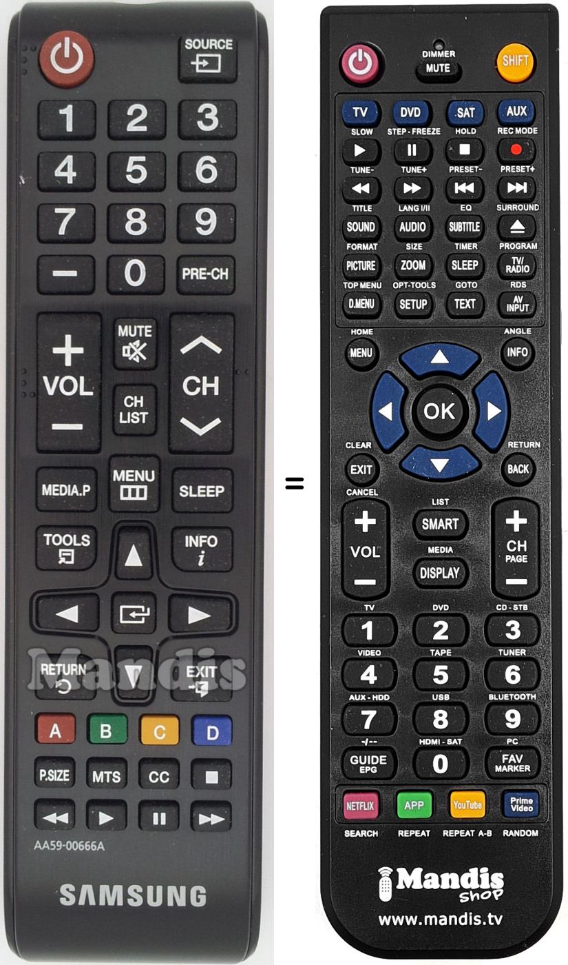 Mando a distancia equivalente AA59-00666A