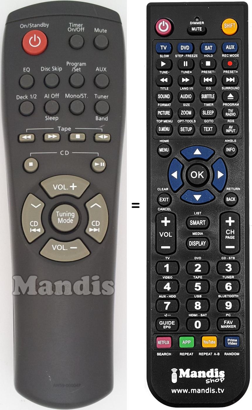 Mando a distancia equivalente Samsung AH59-00004 P