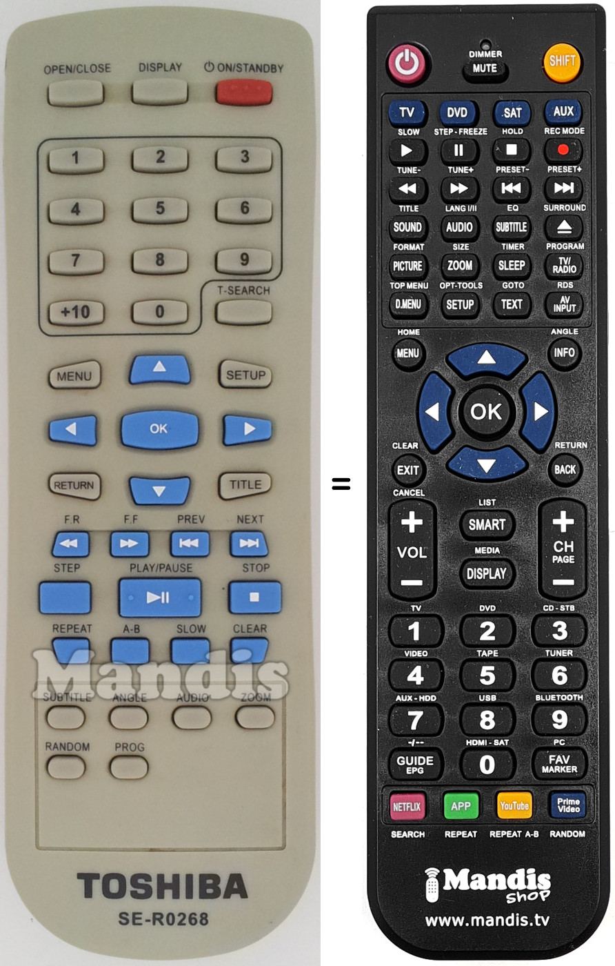 Mando a distancia equivalente Toshiba SE-R0268