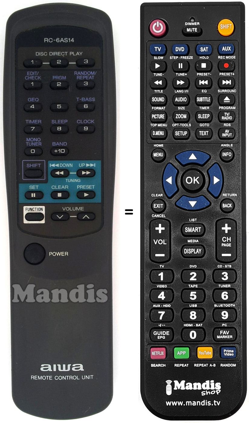 Mando a distancia equivalente Philips RC-6AS14