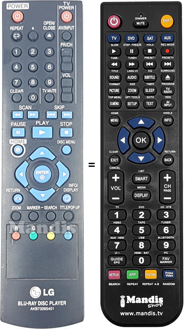 Mando a distancia equivalente LG AKB73095401