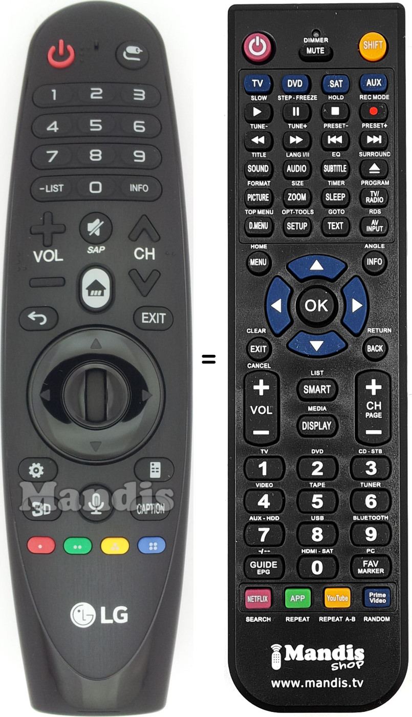 Mando a distancia equivalente LG AKB74495302