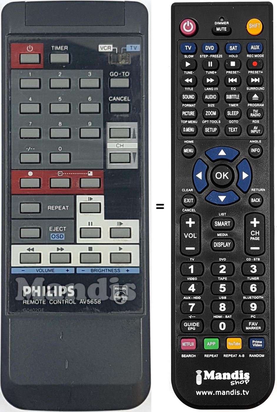 Mando a distancia equivalente AV5658