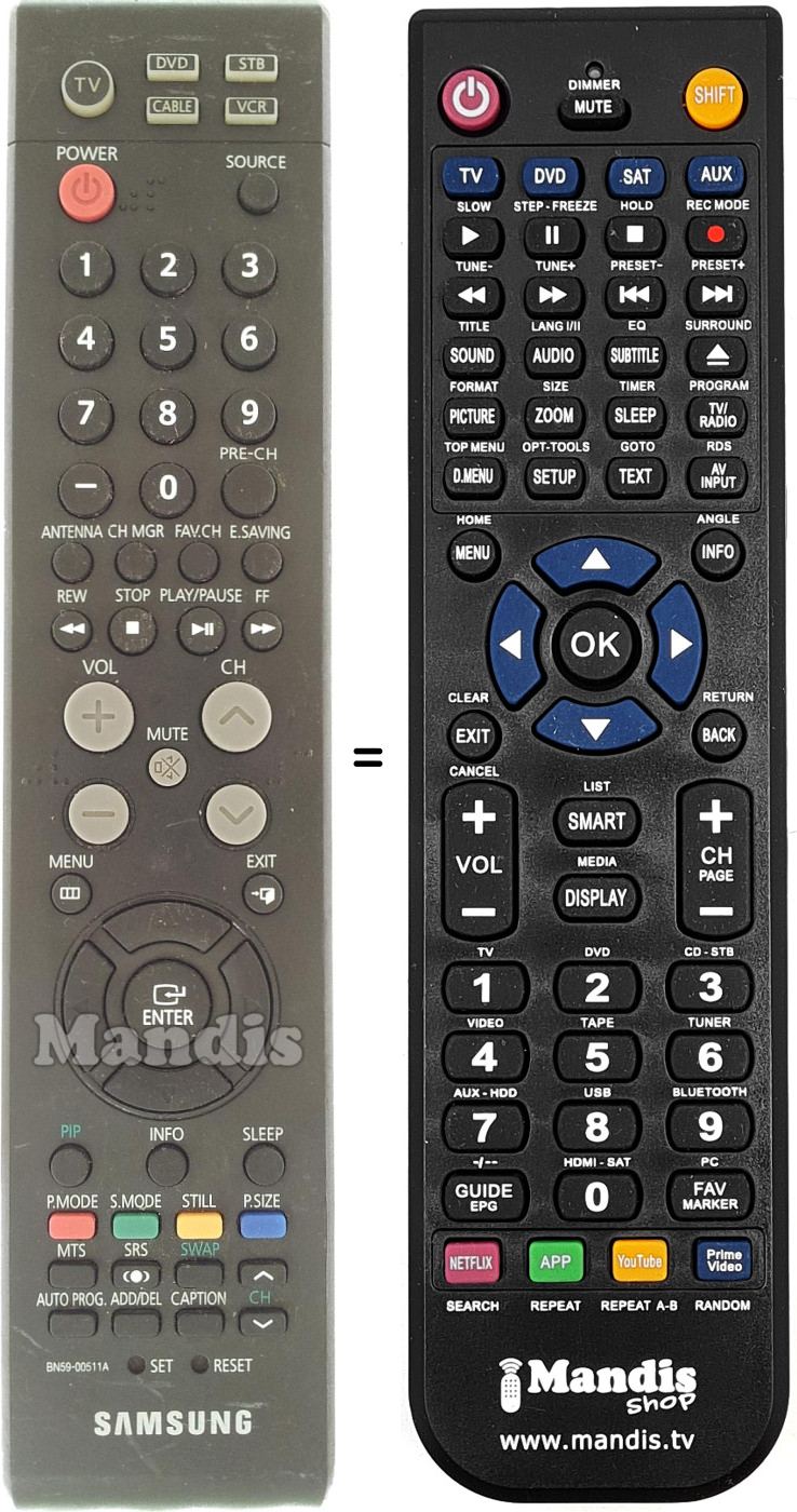 Mando a distancia equivalente Samsung BN59-00511A