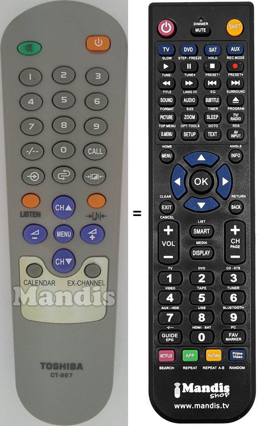 Mando a distancia equivalente CT-867